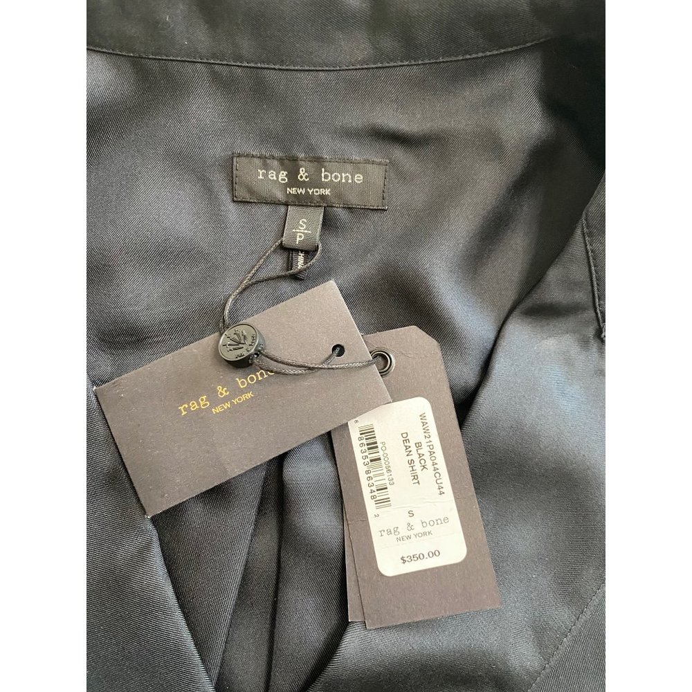 Rag & Bone Dean Shirt Black Silk Size Small New - Picture 6 of 8